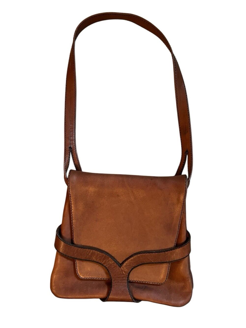 Vintage Frank Clegg Leather Purse 1970s Crossbody Bag, Chestnut Rare